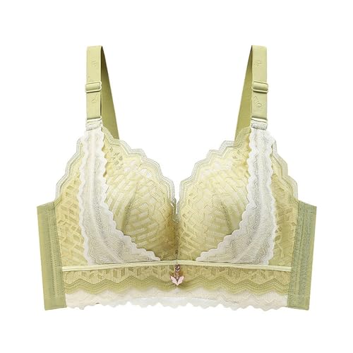 MOONBADI Dirndl Damen Bügelloser Grün V Ausschnitt Übergröße Ungefüttert Spitzen BHS Maximizer Push up BHS 90E von MOONBADI