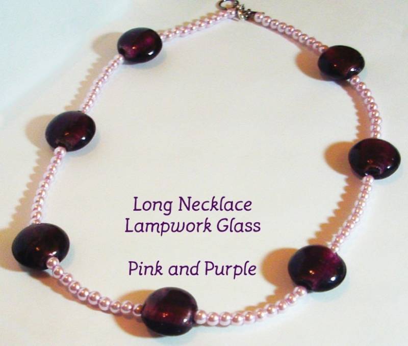 Rosa Und Lila Lange Halskette - Glas Perlen 24"- Lampwork Glass Großen Rosa Rosa Und Lila Lange Halskette - Glas Perlen 24"- Lampwork Glass Großen Rosa von MoonbeadJewelryUS
