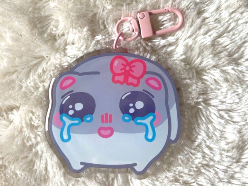 Sad Hamster Keychain Cute Charm Funny Viral Tiktok Meme Coquette Im Just A Girl Kawaii Trend Gift For Girlfriend Girly Accessoire Ribbon von Moonbia
