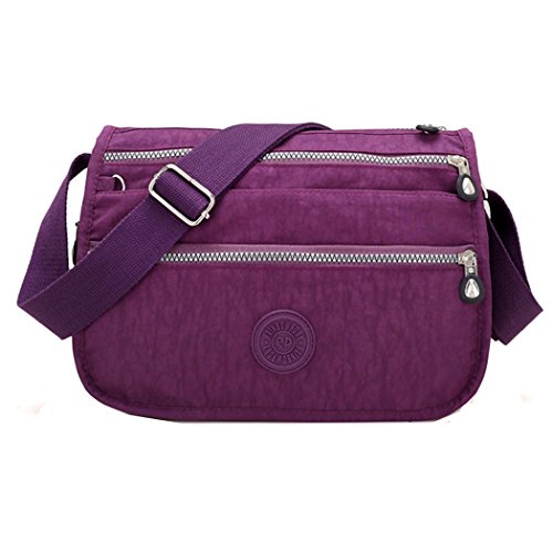 sportliche Tasche Damentasche Handtasche / Schultertasche / Umhängetasche aus Nylon klein (Lila) von Moonbuy