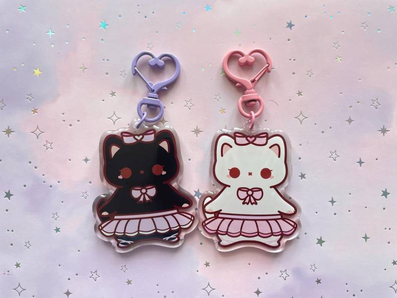Cat Ballet Keychain | Kawaii Transparent Acrylic Catloverl Princess Ballerina Art Gift von MoondropAtelier