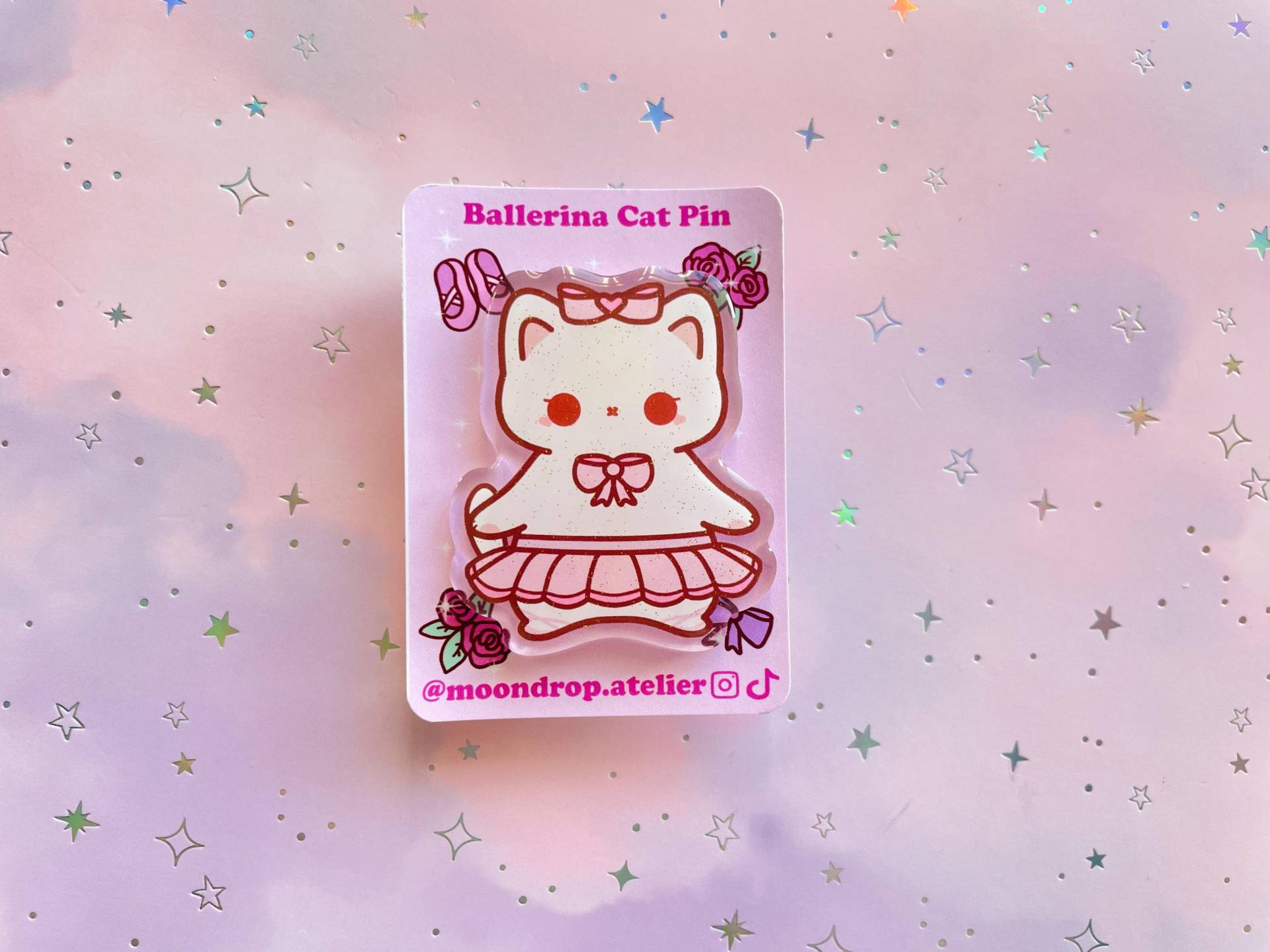 Cat Pin Ballerina Kitten Glitter Epoxy Resin Brosche Anstecker Acryl Kawaii Princess Art Small Gift Cat Pin Ballerina Kitten Glitter Epoxy Resin Brosche Anstecker Acryl Kawaii Princess Art Small Gift von MoondropAtelier