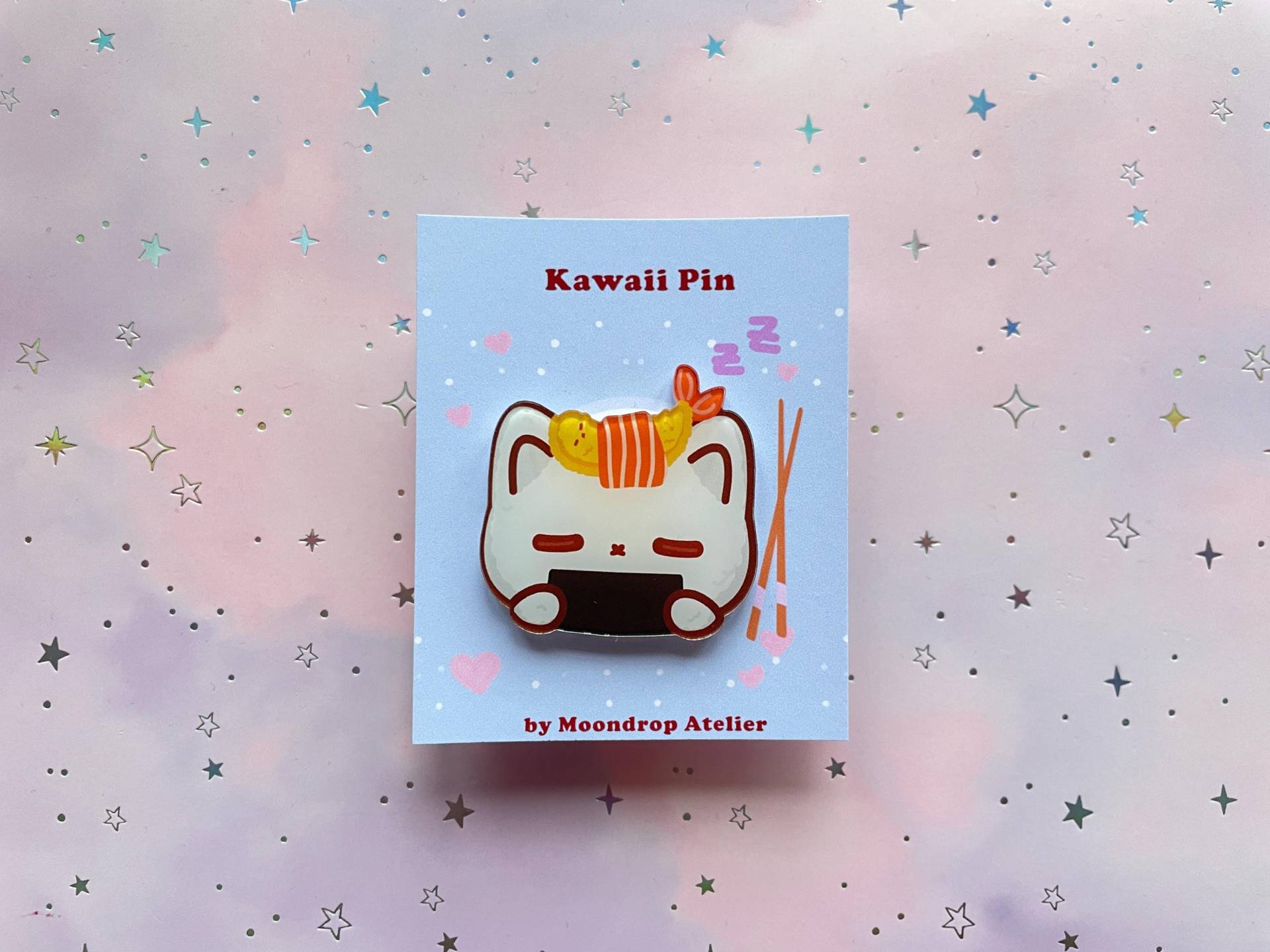 Cat Pin Kitten | Kawaii Onigiri Acryl Brosche Anstecker Ebi Japanese Food Art Small Gift Cat Pin Kitten | Kawaii Onigiri Acryl Brosche Anstecker Ebi Japanese Food Art Small Gift von MoondropAtelier