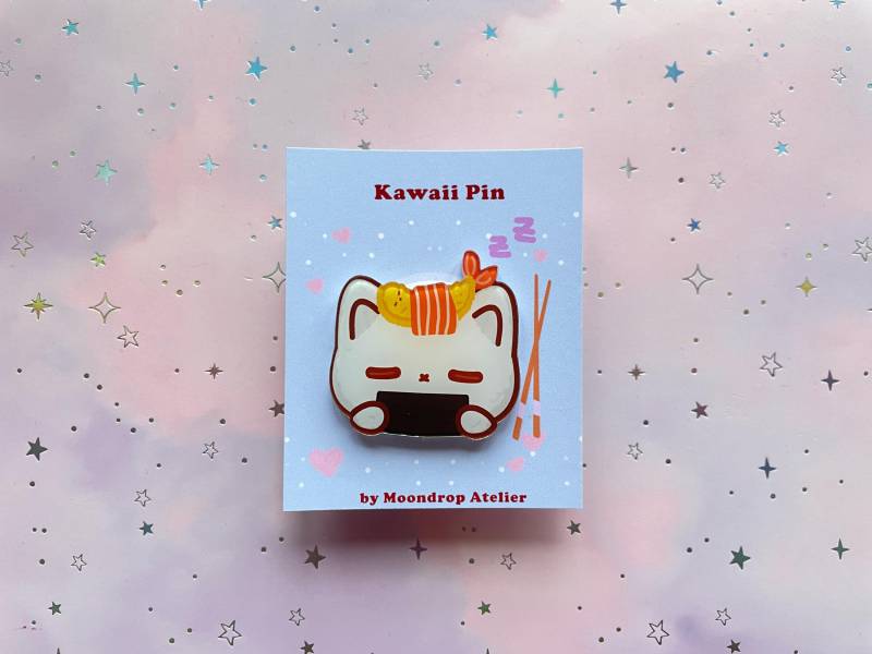 Cat Pin Kitten | Kawaii Onigiri Acryl Brosche Anstecker Ebi Japanese Food Art Small Gift Cat Pin Kitten | Kawaii Onigiri Acryl Brosche Anstecker Ebi Japanese Food Art Small Gift von MoondropAtelier
