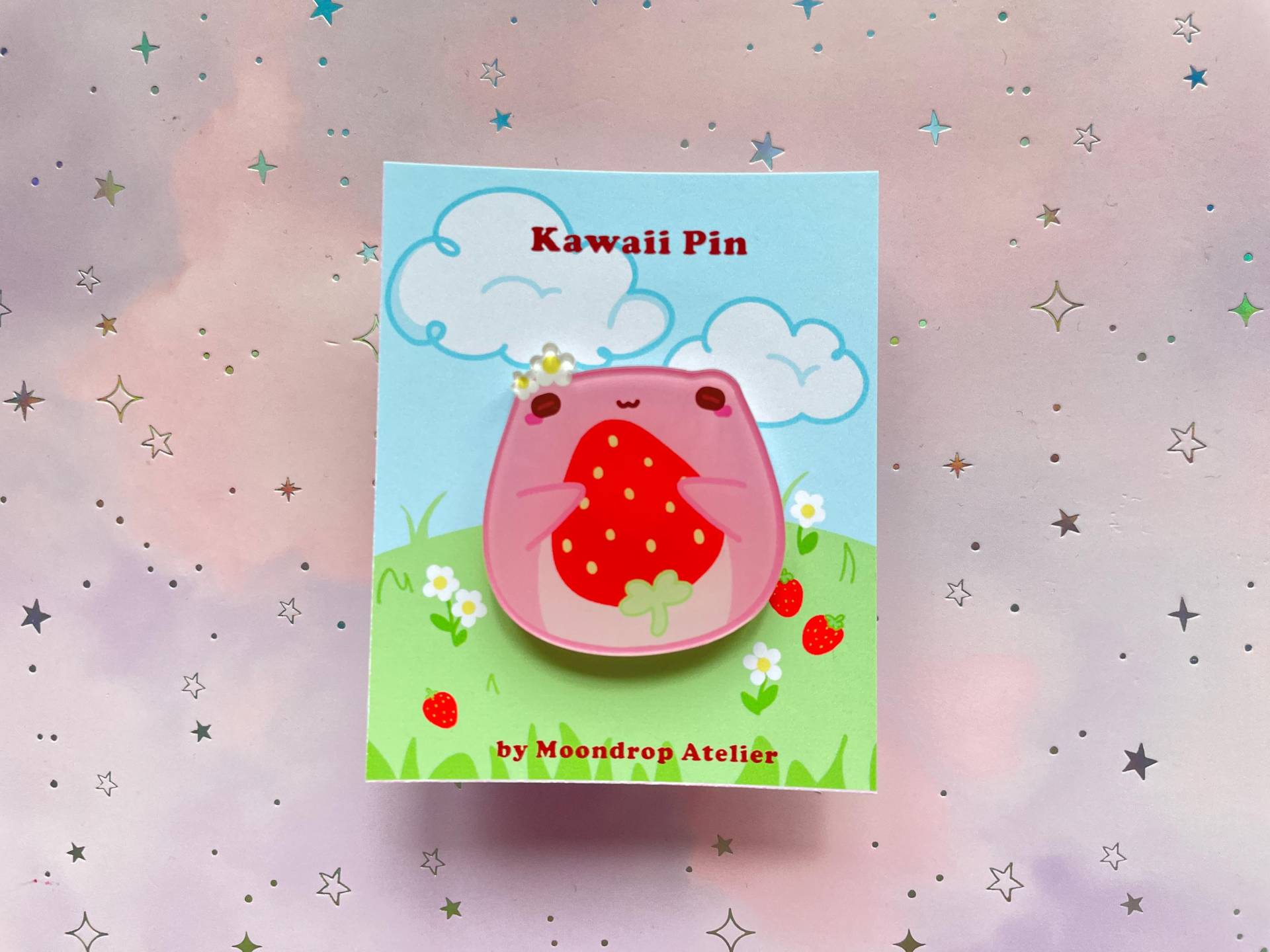 Frog Pin | Kawaii Erdbeer Froggy Acryl Brosche Anstecker Blumen Art Small Gift Frog Pin | Kawaii Erdbeer Froggy Acryl Brosche Anstecker Blumen Art Small Gift von MoondropAtelier
