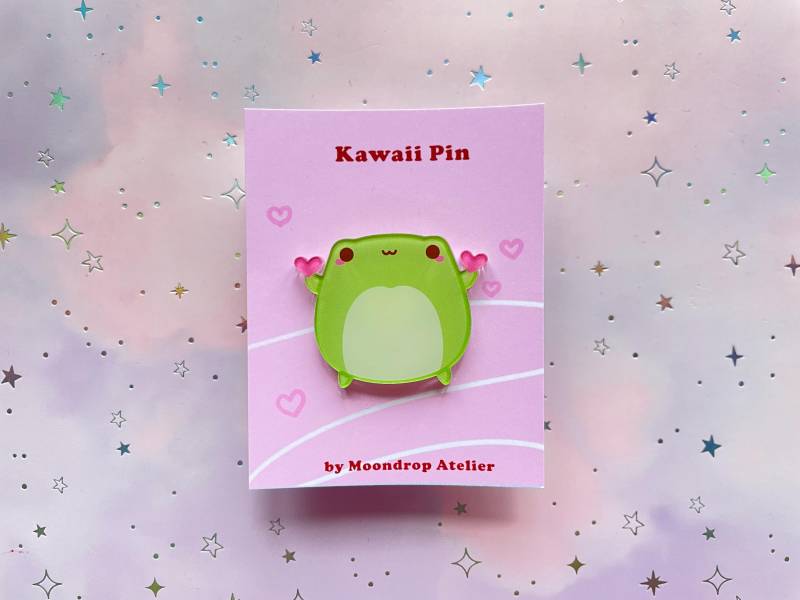 Frog Pin | Kawaii Froggy Heart Acryl Brosche Japanese Art Happy Love Anstecker Small Gift Frog Pin | Kawaii Froggy Heart Acryl Brosche Japanese Art Happy Love Anstecker Small Gift von MoondropAtelier