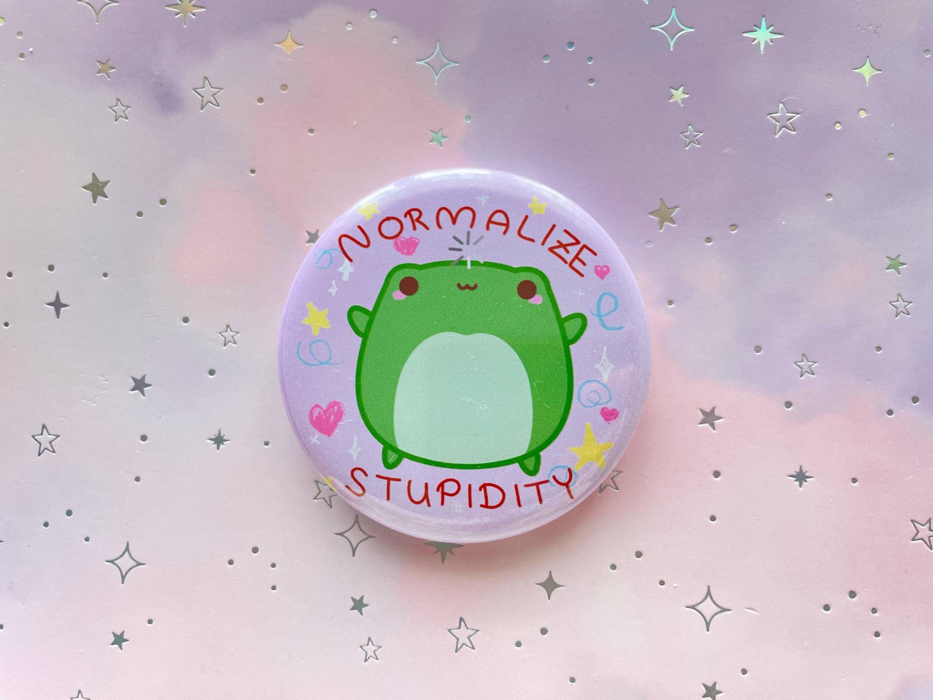 Happy Frog Button Kawaii Normalize Stupidity Froggy Badge Acryl Brosche Small Gift Happy Frog Button Kawaii Normalize Stupidity Froggy Badge Acryl Brosche Small Gift von MoondropAtelier