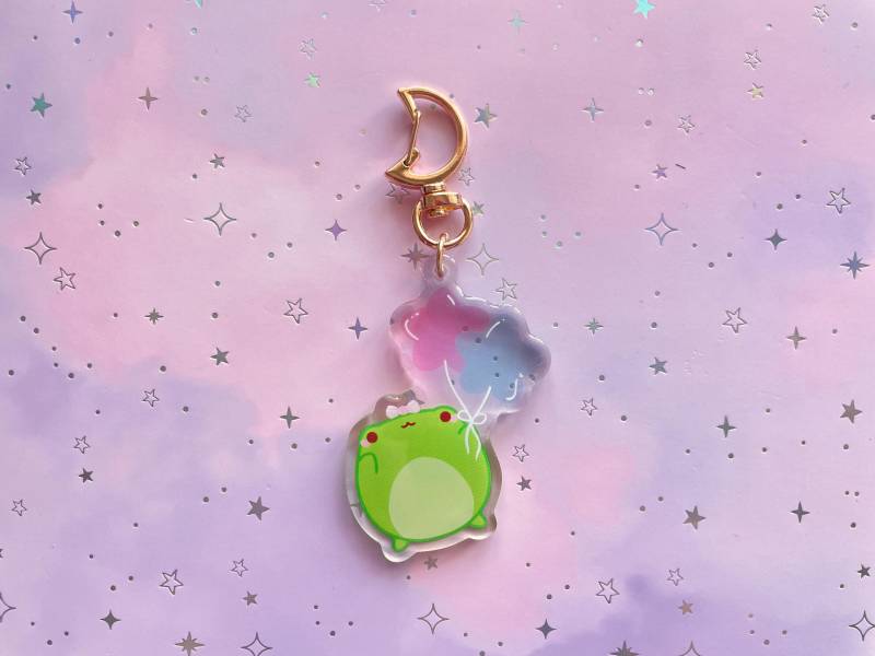 Kawaii Frog Balloon Keychain Semi Transparent Acryl Meme Froggy Gift Flying Frog With Stars Moon Acrylic Keychain Kawaii Frog Balloon Keychain Semi Transparent Acryl Meme Froggy Gift Flying Frog With Stars Moon Acrylic Keychain von MoondropAtelier