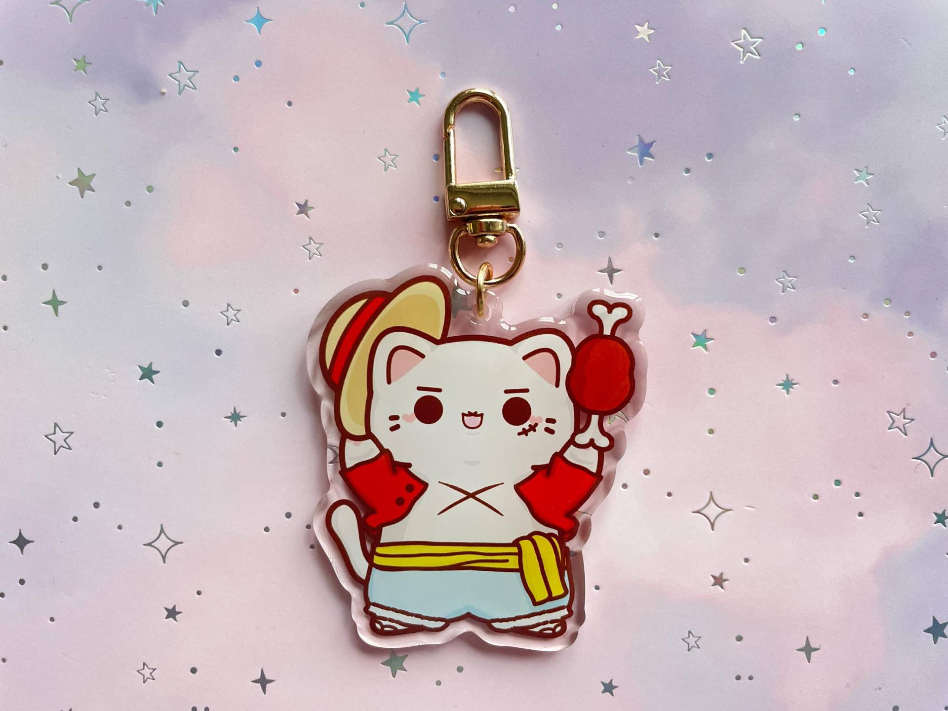 Pirate Cat Keychain Kawaii Transparent Acrylic Catloverl Art Gift von MoondropAtelier