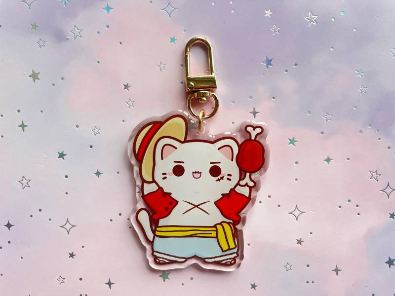 Pirate Cat Keychain Kawaii Transparent Acrylic Catloverl Art Gift von MoondropAtelier
