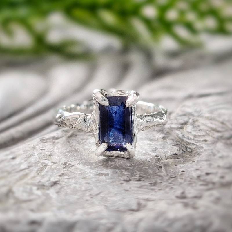 Rustikaler Sterling Silber Blauer Saphir Verlobungsring Natur Inspiriert Rustikaler Sterling Silber Blauer Saphir Verlobungsring Natur Inspiriert von MoondropCreationsCA