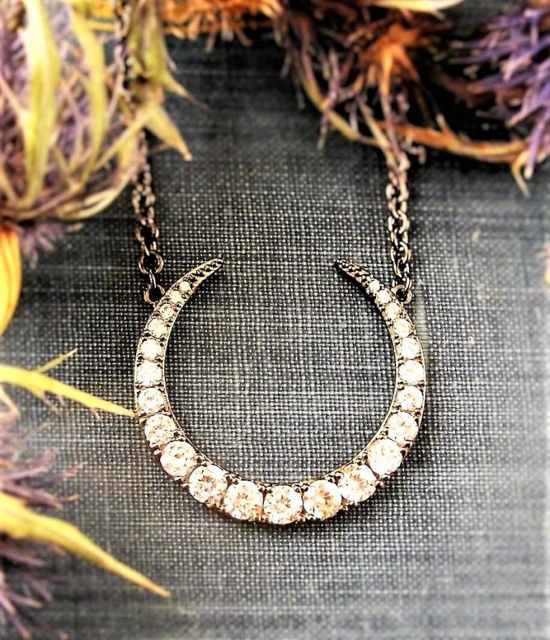 Mond Anhänger, Schmuck, Halbmond Halskette, Geschenk, Cz Kristallmond Mond Anhänger, Schmuck, Halbmond Halskette, Geschenk, Cz Kristallmond von Moonfires