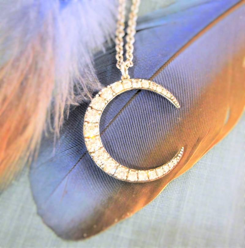 Mond Anhänger, Schmuck, Halbmond Halskette, Geschenk, Kristall, Ohrringe von Moonfires