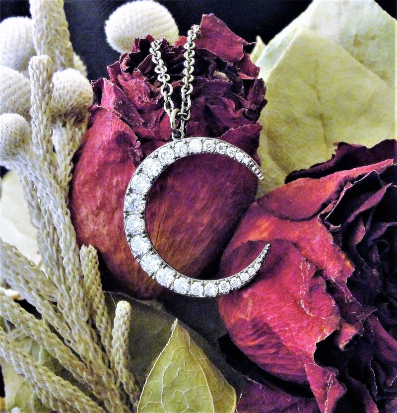 Mond Schmuck, Silber Halskette, Anhänger, Halbmond Geschenk, Cz, Crystal Moon von Moonfires