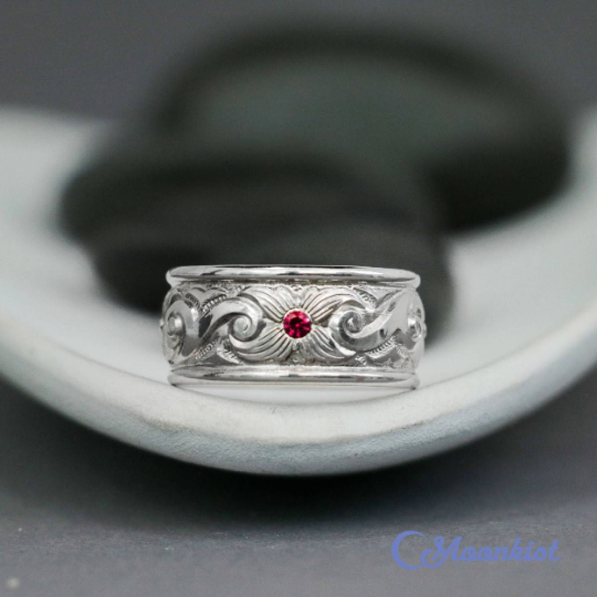 Breiter Ehering Der Größe 6, Aus Sterlingsilber, Rubin-Ehering, Rubin-Geburtsstein-Ring, Juli-Geburtsstein | Moonkist-Designs von MoonkistDesigns