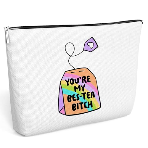 Bestie Make-up-Tasche Geschenk Teeliebhaber Kulturbeutel für Frauen Schwestern Teenager Mädchen Kollegen Reißverschluss Make-up-Tasche mit Bestie Bestea Weihnachten Geburtstag Geschenk, von Moonle