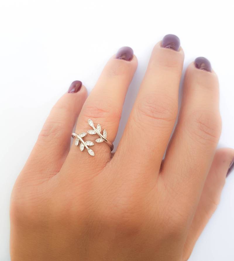 Blattring Silber Lorbeerringe Für Mädchen Astring Manschettenring von MoonliDesigns