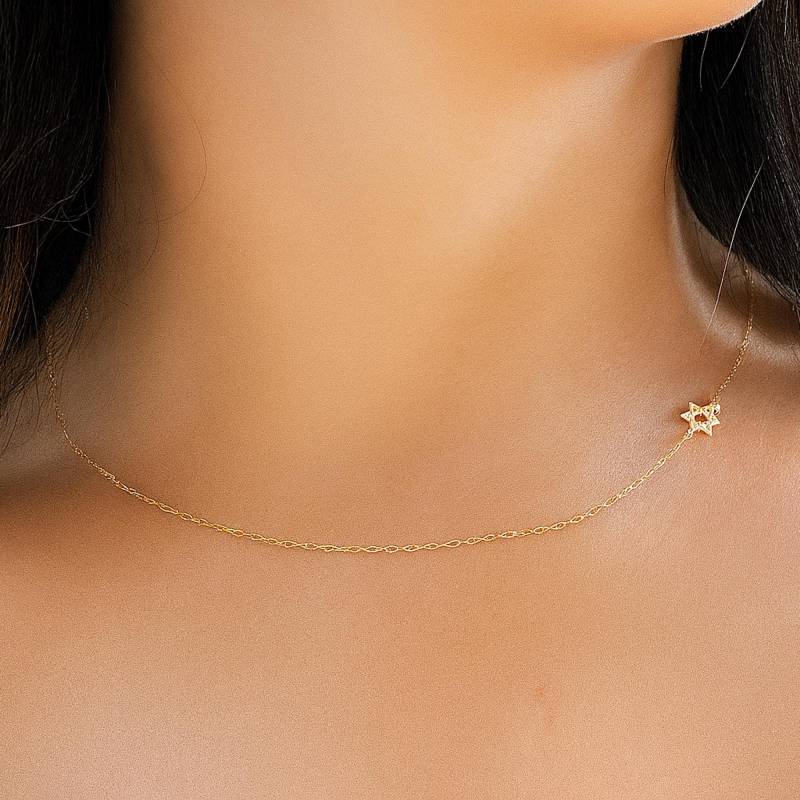 Davidstern Goldkette Dünne Seitlich Der von MoonliDesigns