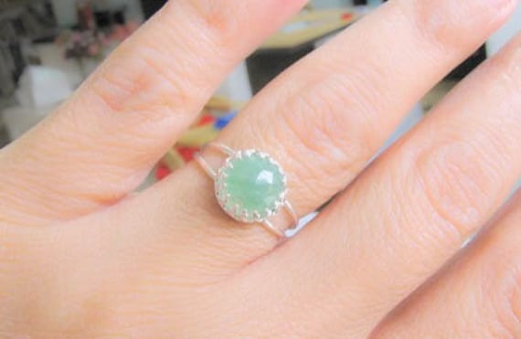 Jade Ring Silber Edelstein Jade Schmuck Natürliche Stein Grüner Mai Geburtsstein von MoonliDesigns