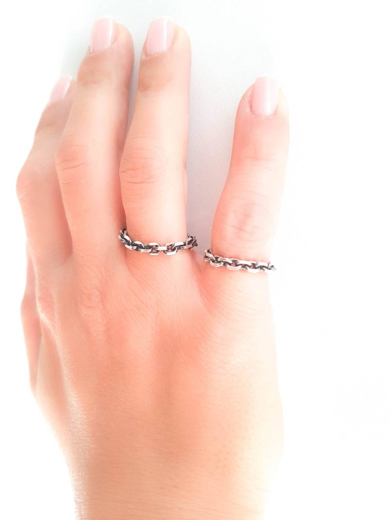 Kettenring Silberring Oxidiert Knöchel Gliederring Boho Stapelring Unisex Ring von MoonliDesigns