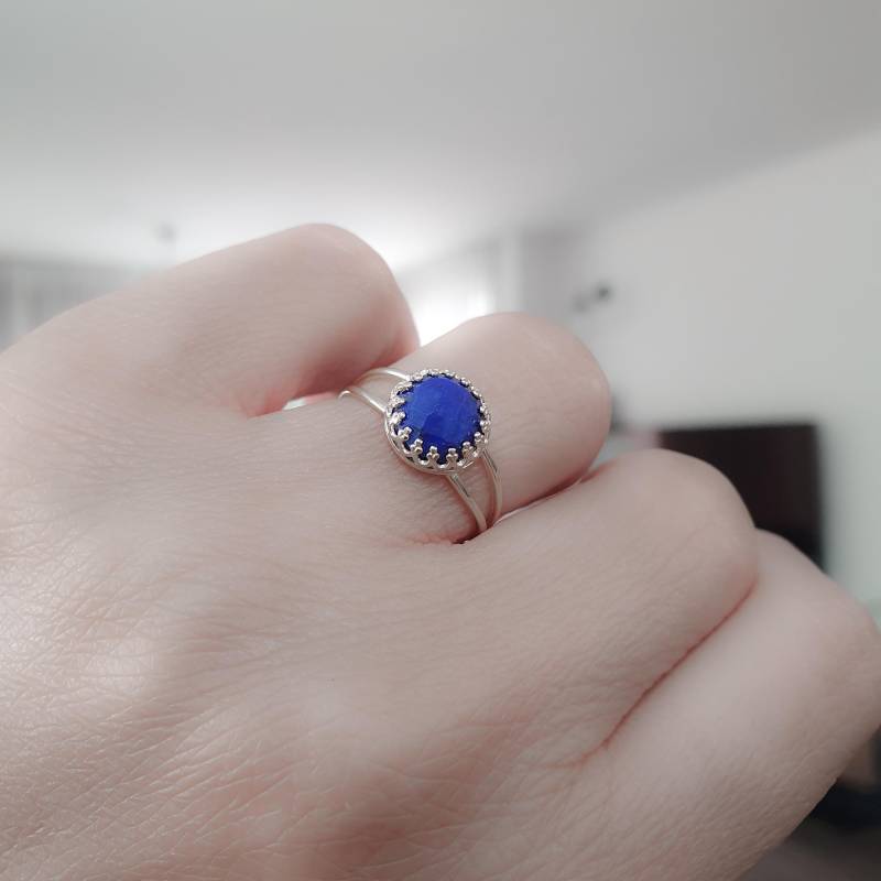 Lapislazuli Silber Blauer Lapis Natürlicher Edelstein Ring Schmuck von MoonliDesigns