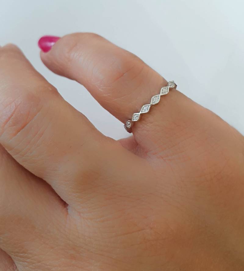 Silber Manschette Diamant Ring-strass Ring-Offene Ring-Winzige Raute Diamanten Ring-Einstellbare Ring-Chevron Cz Ring-Minimalist Ring von MoonliDesigns
