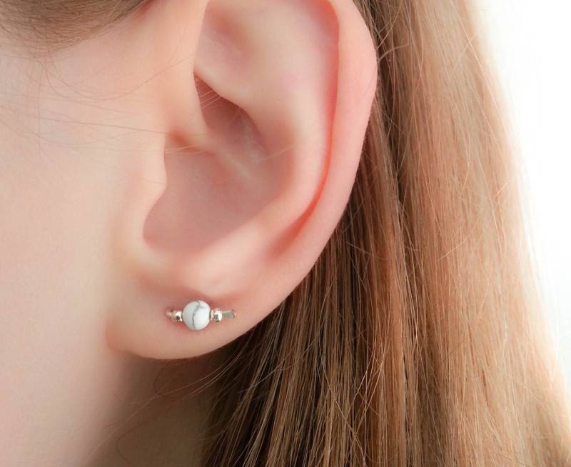 Weißer Marmor Ohrringe-Howlith Ohrringe-Howlite Ohrstecker Ohrringe-Marmor Ohrringe-Weißer Howlith Ohrstecker-Howlite von MoonliStuds