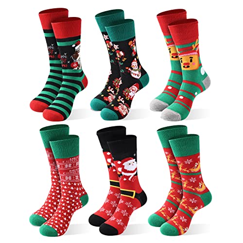 Moonlight Manor Weihnachtssocken für Herren, 6 Stück, Weihnachtssocken, Xmas Crew Socken US Größe 39-47, Uschmensocks2, 47 EU von Moonlight Manor