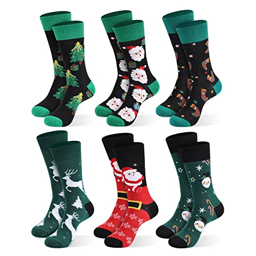 Moonlight Manor Weihnachtssocken für Herren, 6 Stück, Weihnachtssocken, Xmas Crew Socken US Größe 39-47, Christmas Socks2a, 47 EU von Moonlight Manor