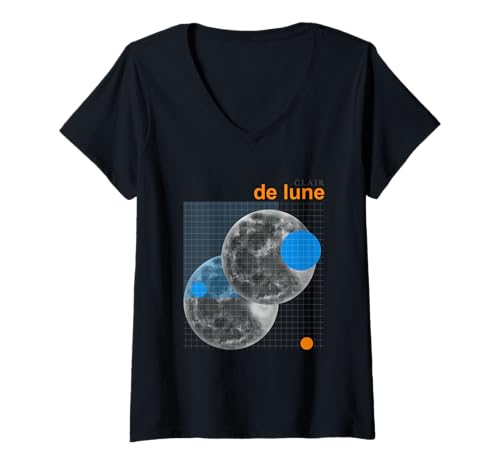 Damen Clair De Lune Himmlisches musikalisches Mondlicht T-Shirt mit V-Ausschnitt Damen Clair De Lune Himmlisches musikalisches Mondlicht T-Shirt mit V-Ausschnitt von Moonlight Symphony Lune Music Composer Artistry
