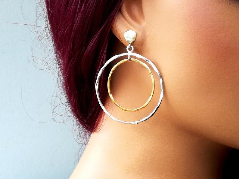 Gold Und Silber Baumeln Reifen von MoonlightJewelArt