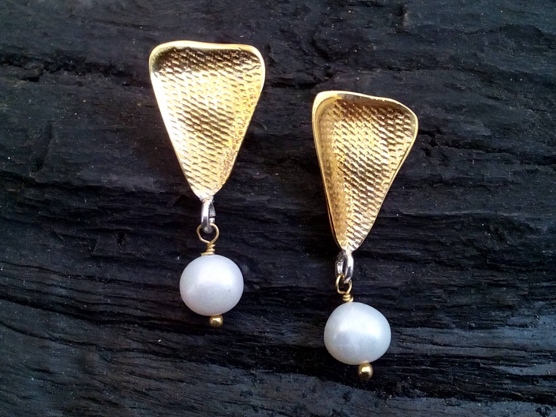 Goldohrringe Mit Perlen - Hochzeit Ohrringe Goldohrringe Mit Perlen - Hochzeit Ohrringe von MoonlightJewelArt