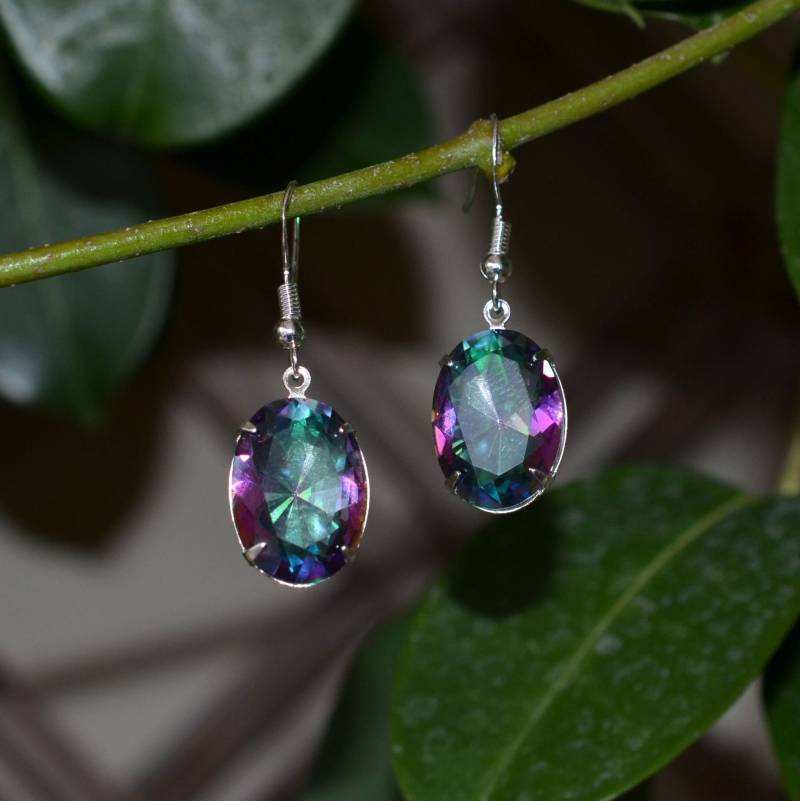 Ab Strass Ohrringe, Kristall Glas Ohrringe, Ab Ovale Glasohrringe, Vintage-Stil Rh 13 Ab Strass Ohrringe, Kristall Glas Ohrringe, Ab Ovale Glasohrringe, Vintage-Stil Rh 13 von MoonlightSprite