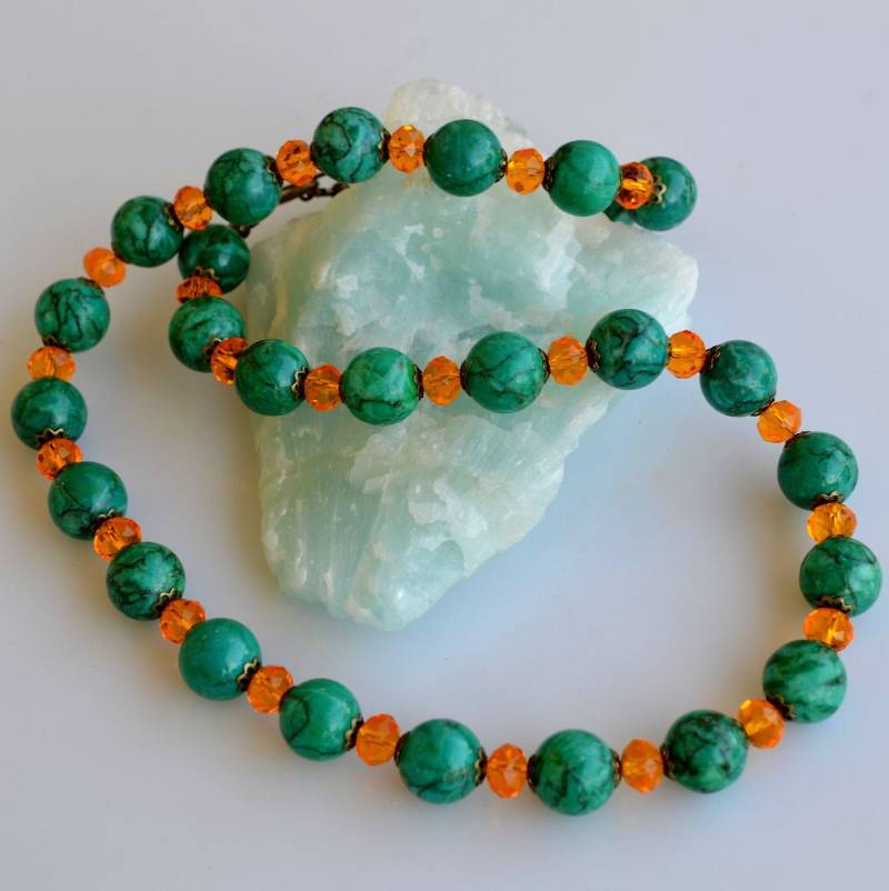 Grüne "Türkis" Halskette, Orange Kristall Edelstein Perlen Ooak 193 Grüne "Türkis" Halskette, Orange Kristall Edelstein Perlen Ooak 193 von MoonlightSprite