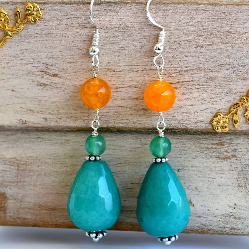 Jade Ohrringe, Achat Edelstein Lange Halb Kostbare Grüne Ooak 108 Jade Ohrringe, Achat Edelstein Lange Halb Kostbare Grüne Ooak 108 von MoonlightSprite