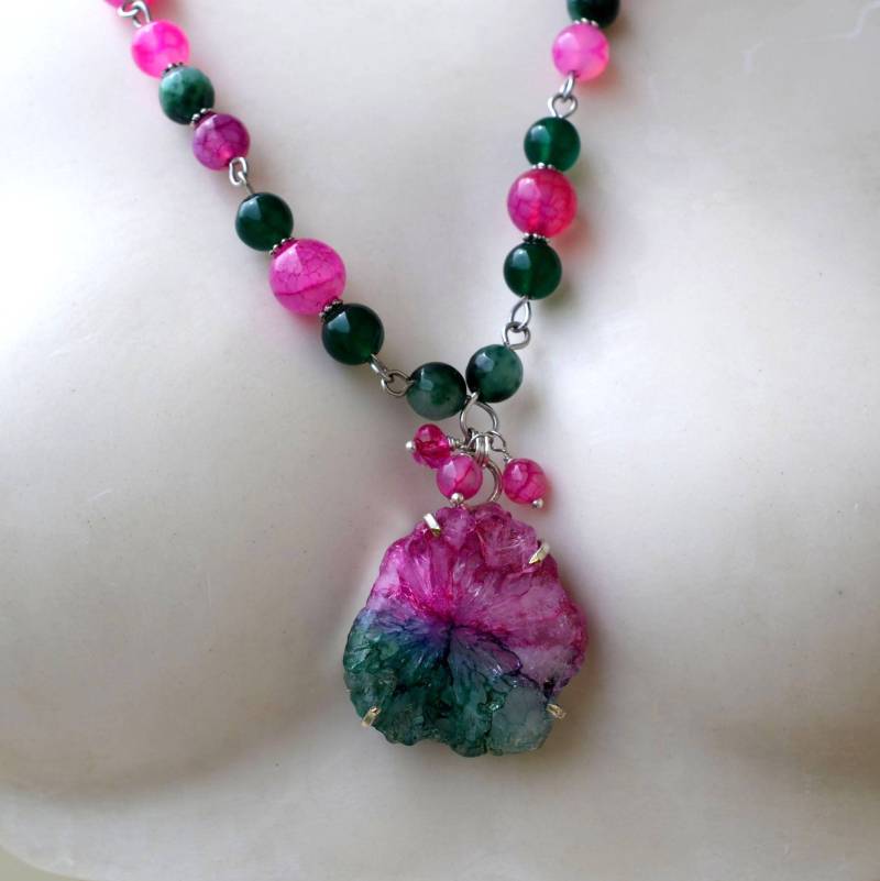 Solar Quarz Anhänger, Drachen Adern Achat Edelstein Halskette, Set, Ohrringe, Ooak 7 Solar Quarz Anhänger, Drachen Adern Achat Edelstein Halskette, Set, Ohrringe, Ooak 7 von MoonlightSprite