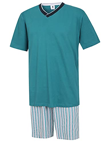 Moonline nightwear Herren Pyjama Schlafanzug kurz Herren Pyjama kurz Herren Shorty Schlafanzug aus 100% Baumwolle Gr XL/54-56 von Moonline nightwear