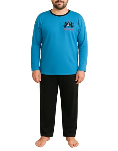 Moonline nightwear Übergrößen Herren Schlafanzug lang Pyjama für Herren Schlafanzug Herren in Großen Größen aus 100% Baumwolle in verschiedenen Ausführungen Elegante Nachtwäsche M-5XL von Moonline nightwear