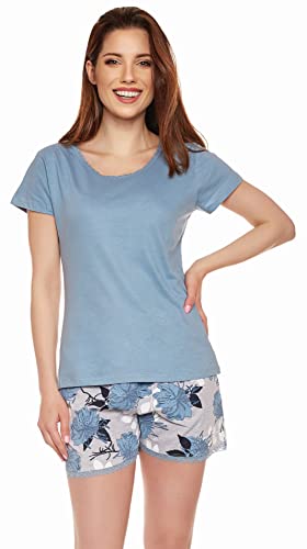 Moonline modernes und bequemes Damen Shorty, mit weicher Baumwolle, blau, Gr. L von Selente