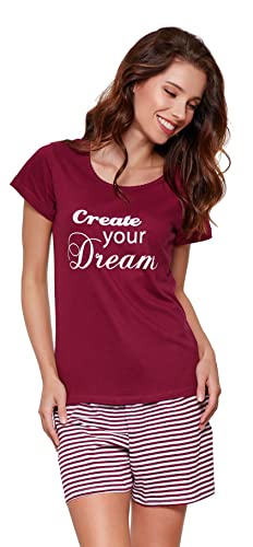 Modernes und bequemes Damen Shorty, mit weicher Baumwolle und Schriftzug, Bordeaux-Dreams, Gr. M (40/42) von Selente