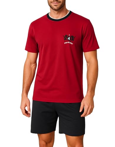 Moonline nightwear Schlafanzug Herren kurz aus 100% Baumwolle – Sommer Pyjama Set mit Shorts & T-Shirt – Größen M-3XL von Moonline nightwear