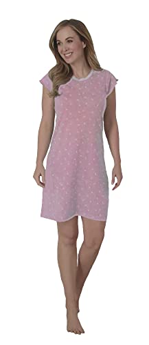 Moonline Damen Nachthemd Marba Kurzarm Baumwolle Zart Rosa Gr. M 40-42 von Moonline