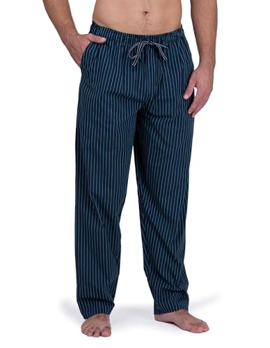 Moonline - Herren Webhose Freizeithose Loungewear aus 100% Baumwolle, Farbe:Navy_Streifen, Größe:46-48 von Moonline