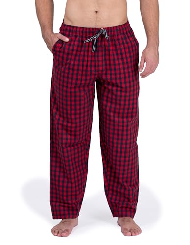 Moonline - Herren Webhose Freizeithose Loungewear aus 100% Baumwolle, Farbe:rot/Navy_kariert, Größe:50-52 von Moonline