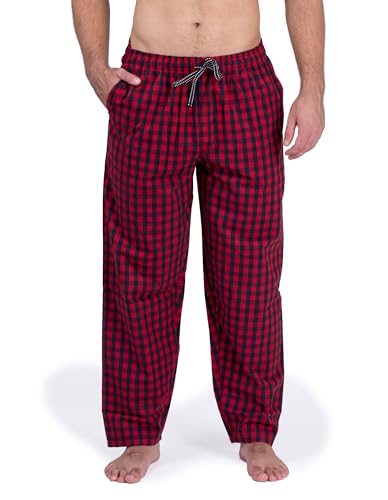 Moonline - Herren Webhose Freizeithose Loungewear aus 100% Baumwolle, Farbe:rot/Navy_kariert, Größe:58-60 von Moonline