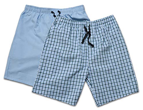Moonline - Herren Webhose kurz als Freizeithose und Loungehose - 2 Stück im Pack, Farbe:blau/hell blau, Größe:46-48 von Moonline