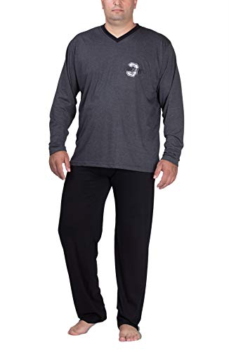 Moonline - Schlafanzug Herren lang übergroß aus Baumwolle, Farbe:anthrazit, Größe:6XL von Moonline