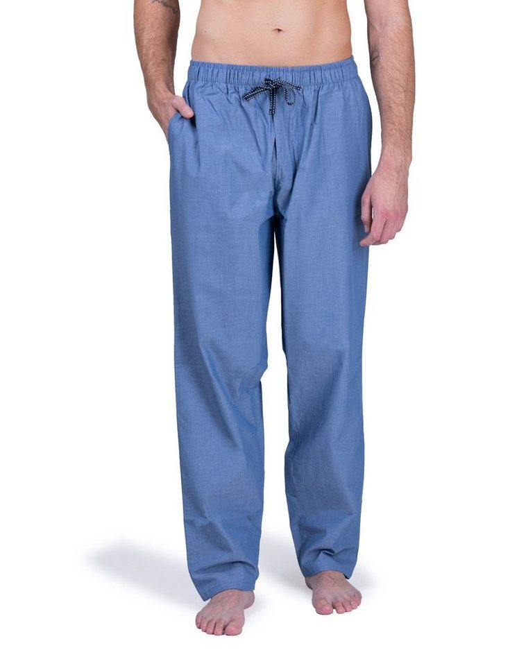 Moonline Schlafhose Herren Webhose Freizeithose Loungewear aus 100% Baumwolle von Moonline