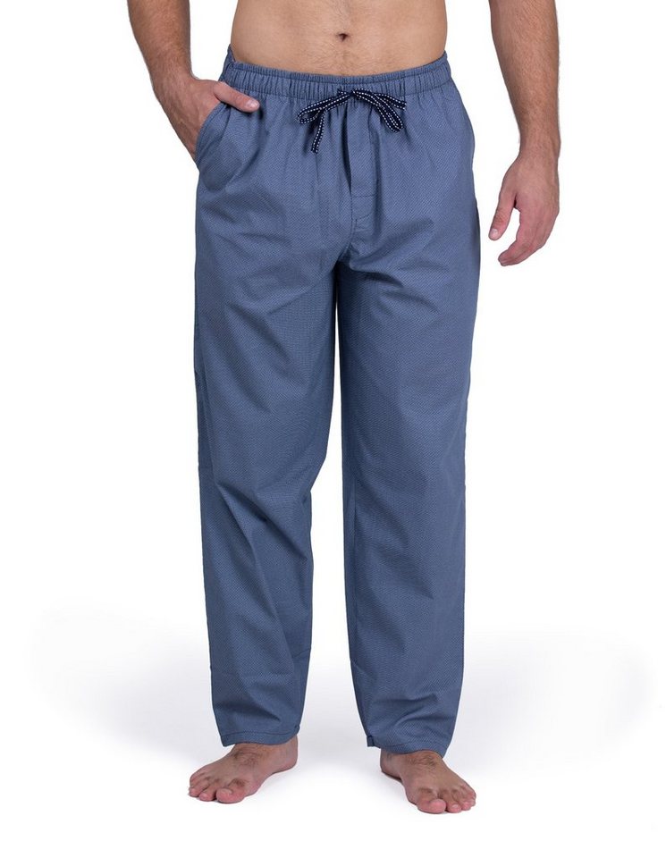 Moonline Schlafhose Herren Webhose Freizeithose Loungewear aus 100% Baumwolle von Moonline