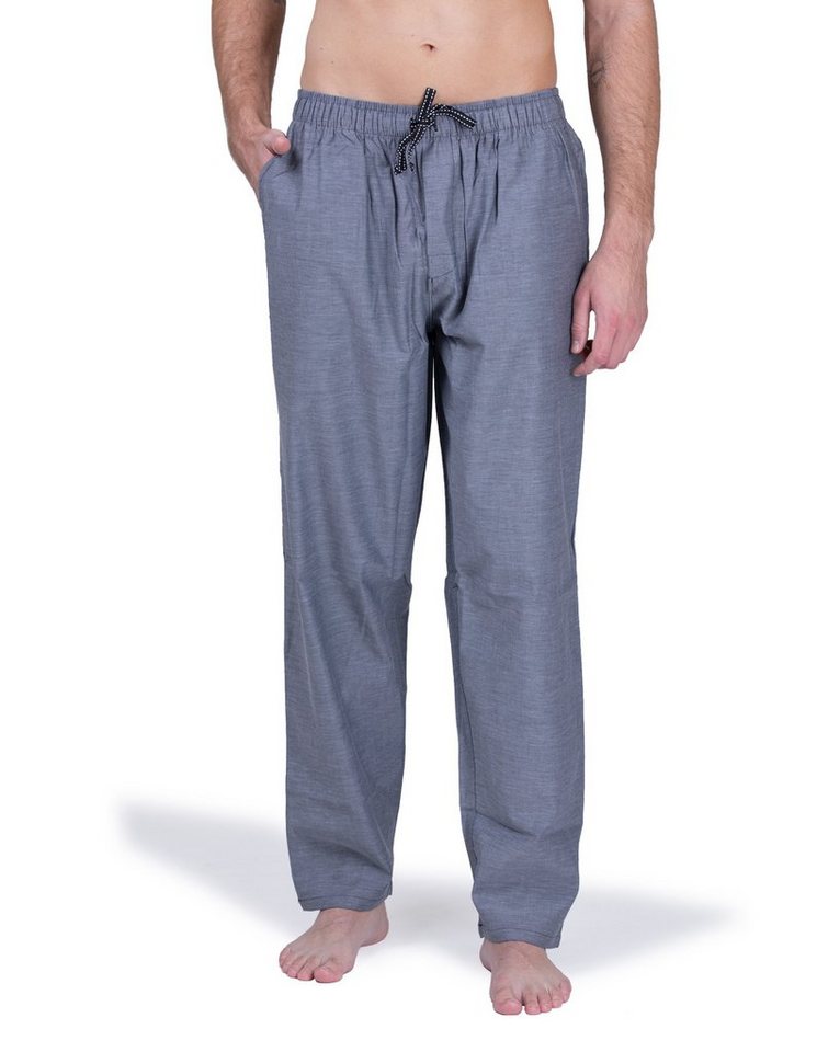 Moonline Schlafhose Herren Webhose Freizeithose Loungewear aus 100% Baumwolle von Moonline